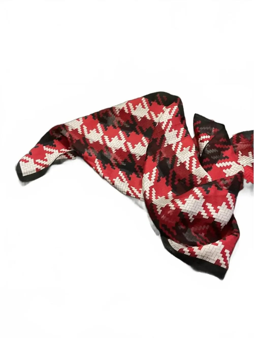 Echo Vintage Red, Black, and White  Silk Houndstooth Scarf